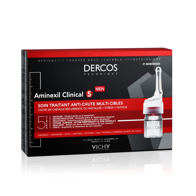 VICHY DERCOS AMINEXIL CLINICAL 5 Ampule protiv opadanja kose za muškarce 21x6ml - slika 1