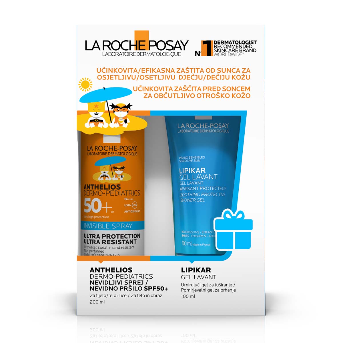 La Roche-Posay Anthelios Dermo Pediatrics Nevidljivi sprej za zaštitu od sunca za djecu 200ml + Lipikar gel Lavant 100ml PROMO - slika 1