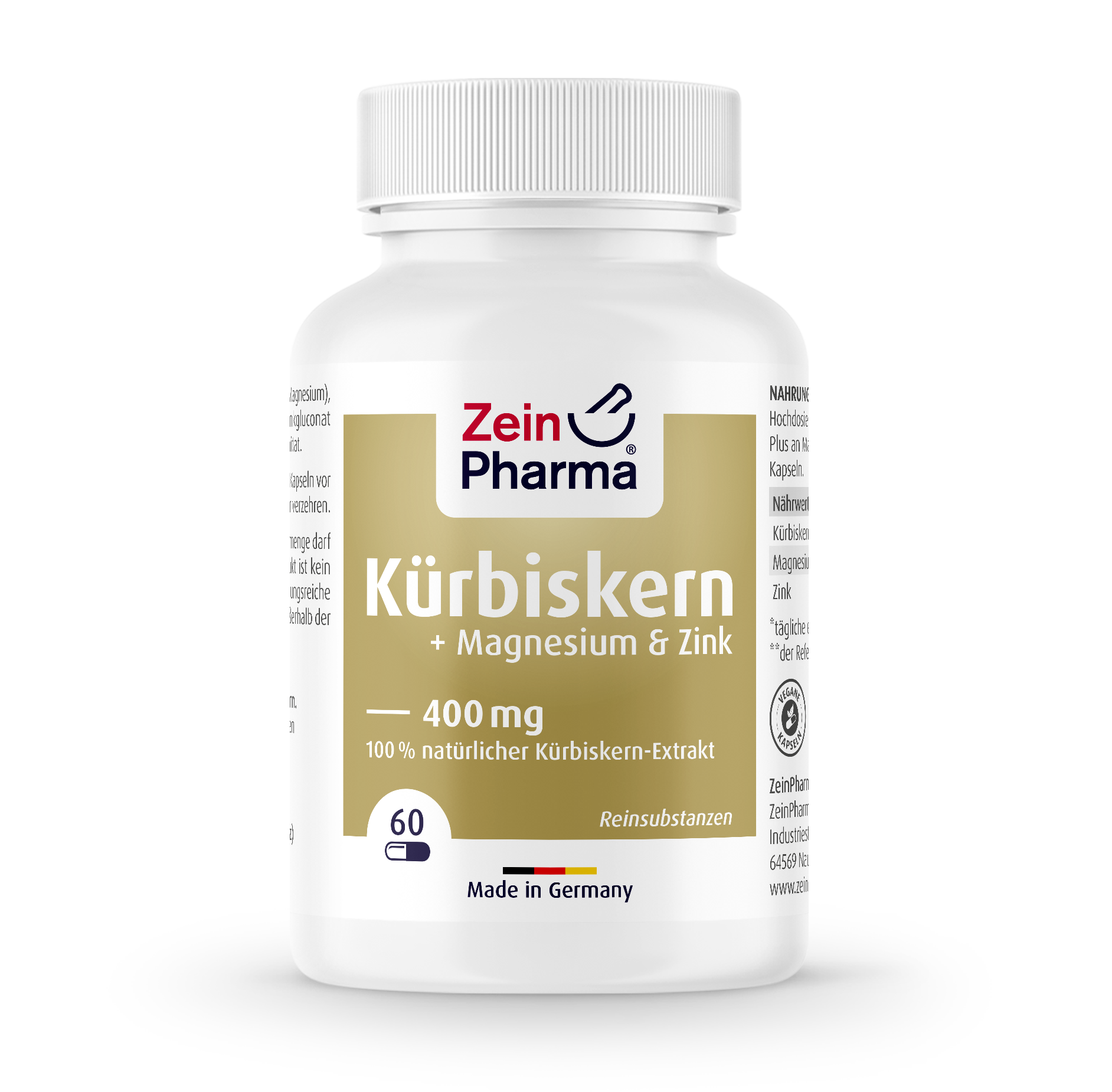 ZEIN PHARMA Sjemenke bundeve u prahu+Cink+Magnezij 60 kapsula, Kod problema sa prostatom i otežanim mokrenjem - slika 1