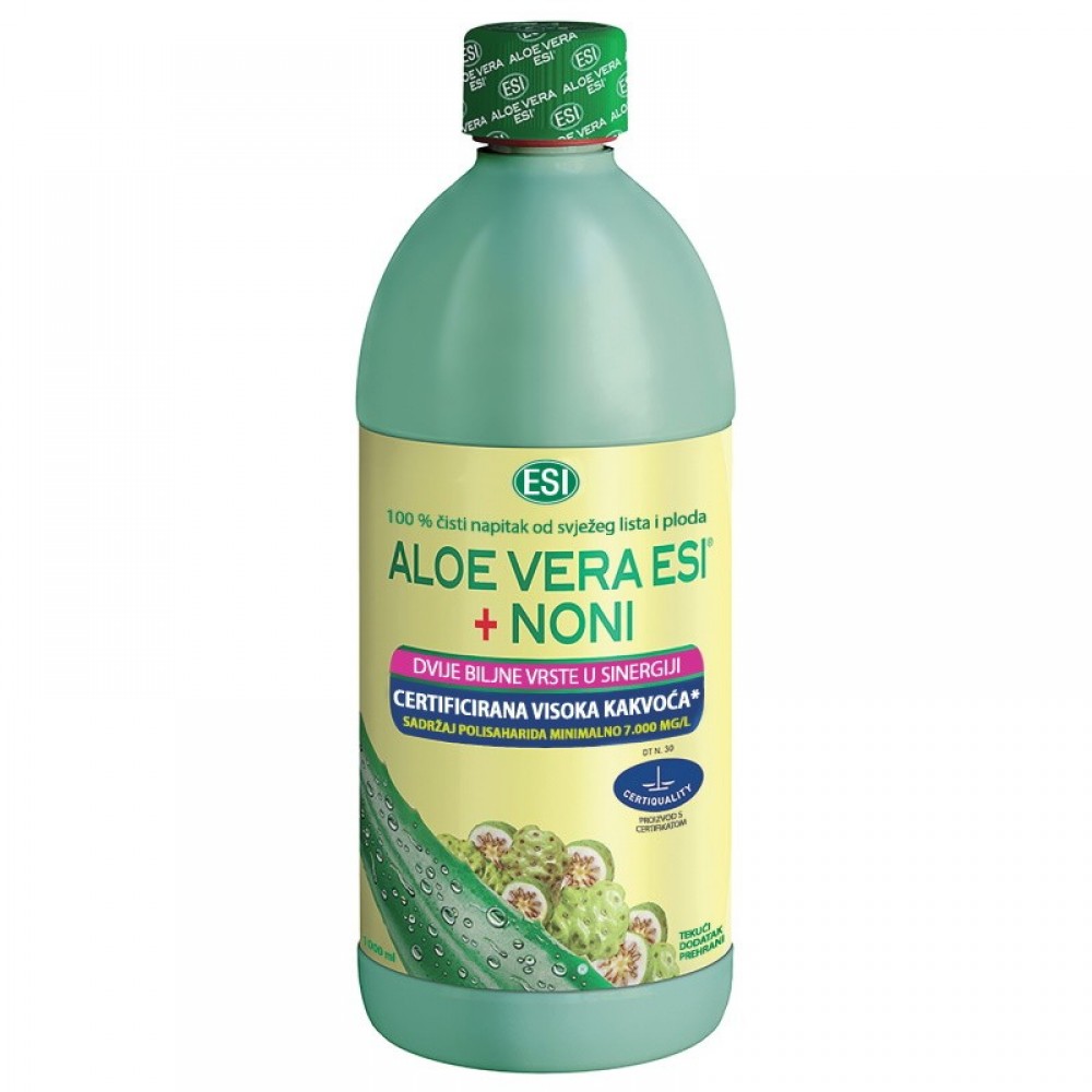 ESI ALOE VERA + NONI 100% čisti svježi sok 1000ml, Za jačanje imuniteta, opšteg stanja organizma i za bolje varenje i probavu - slika 1