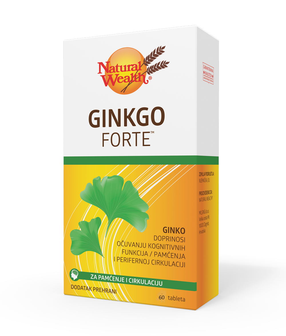 NATURAL WEALTH GINKGO FORTE 60 tableta, Dodatak prehrani za bolje pamćenje - slika 1