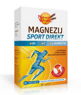 NATURAL WEALTH MAGNEZIJ SPORT DIREKT +B6 +C +L-karnitin granule a 20, Dodatak prehrani kod sportskih napora - slika 1