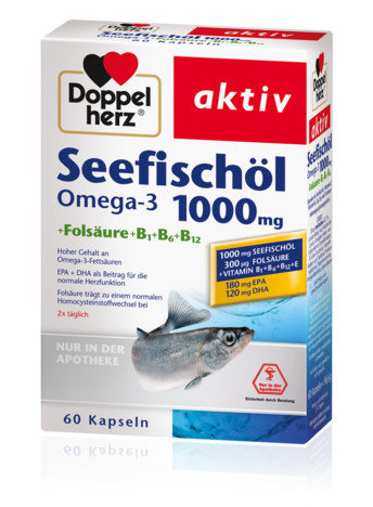 DOPPELHERZ Aktiv Ulje lososa + Folna kiselina + B1 + B6 + B12 60 kapsula - slika 1