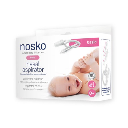 NOSKO BASIC ASPIRATOR ZA NOS, Plastični aspirator za nos, za uklanjanje sekreta iz nosa, za djecu 0+ - slika 1